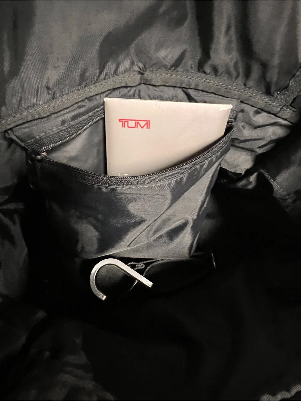 Tumi Black Nylon Messenger Bag with Red Logo Tag